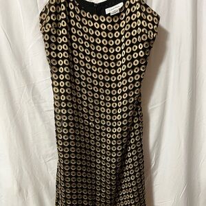 Calvin Klein Black and Gold Midi Dress